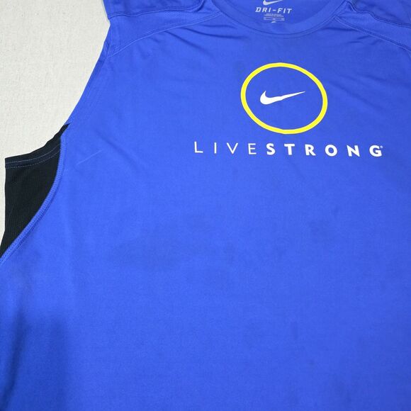 Nike Shirt Mens Size XL Blue Sleeveless Dri Fit Livestrong Cycling Active Tank - Picture 5 of 10